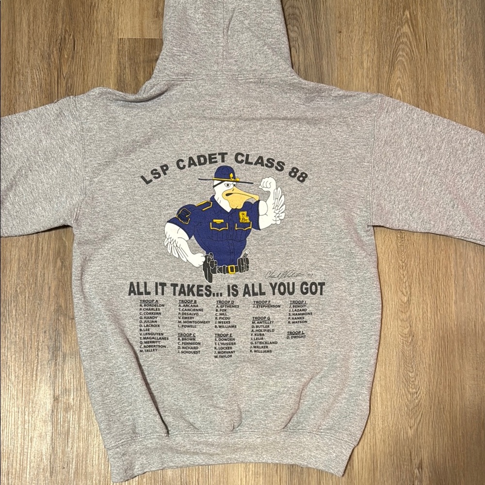 Vintage Louisiana State Police Cadet Trooper Gildan Gray Sweatshirt Hoodie